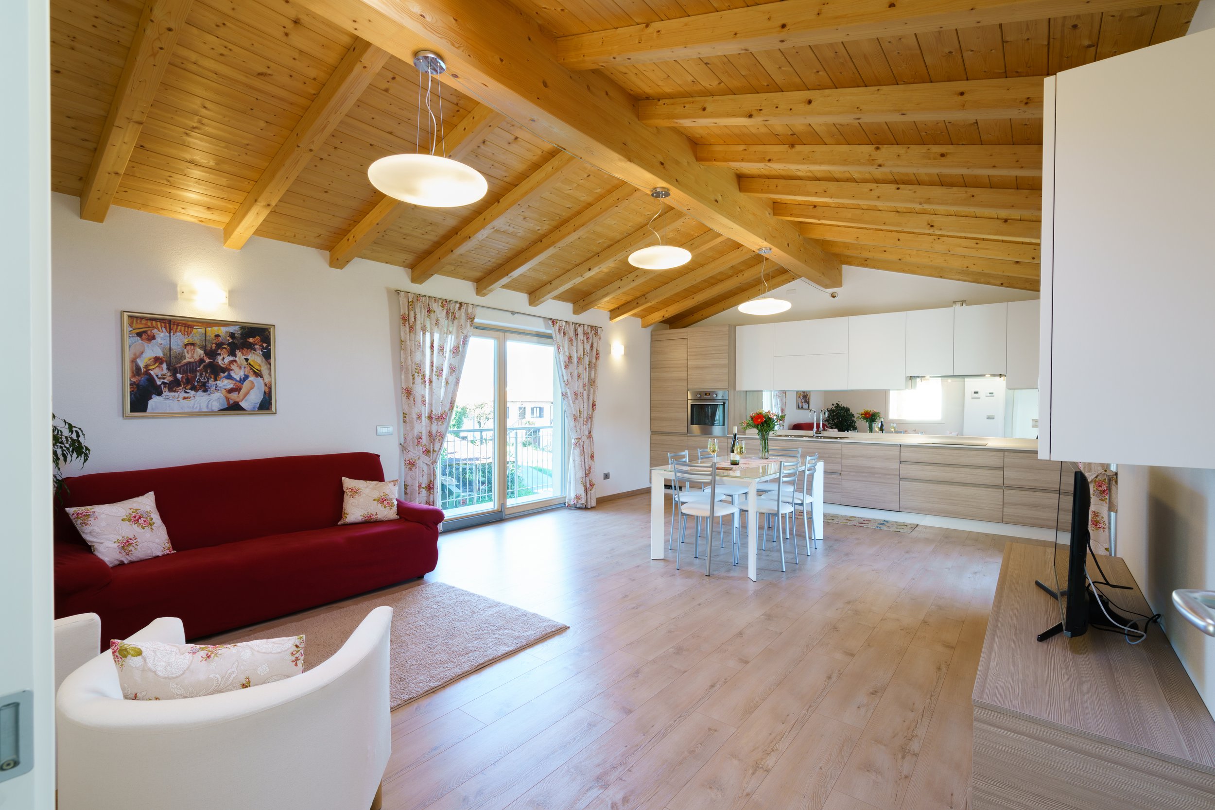 The dining table in the living area