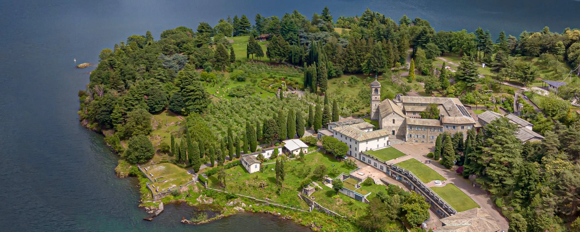 Piona Abbey on the Olgiasca peninsula, an example of Romanesque architecture